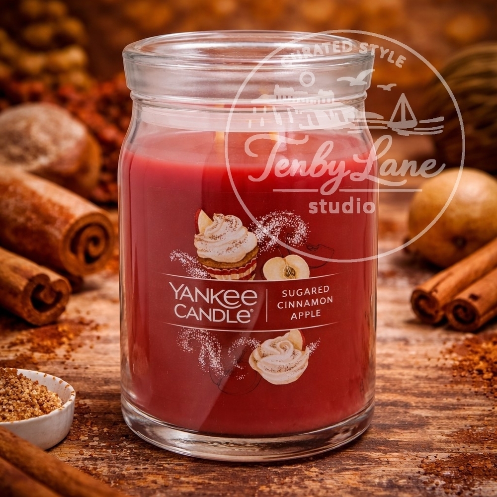 Yankee Candle Sugared Cinnamon Apple 20oz Large Tumbler Dual Wick Fall Scent - Picture 3 of 3